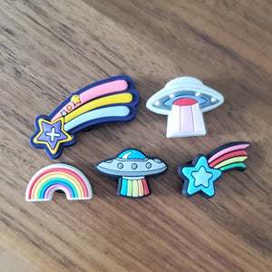 Rainbow UFO Croc Charms