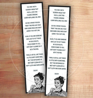Pen Care Cards, Sassy + Vulgar, Gel Pen