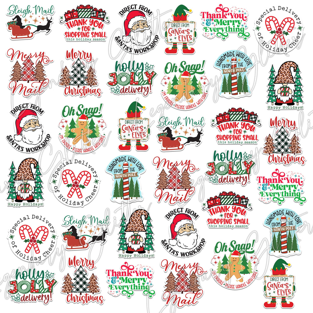 Small Business HOLIDAY Vinyl Stickers, set of 36
