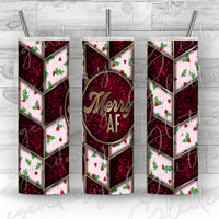 Merry AF Pink Holly Tangram Printed Vinyl